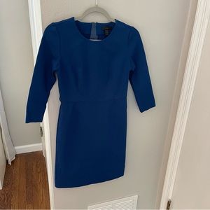 J Crew Blue 3/4 Sleeve Sheath Dress, 2